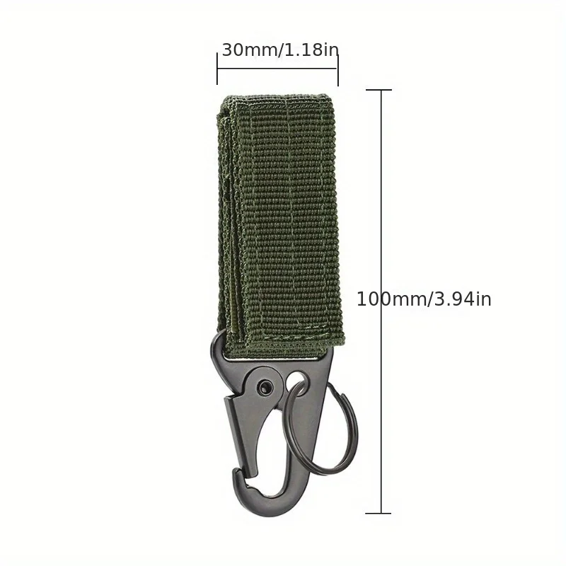 2pcs Tactical Hanging Buckle Molle Nylon Webbing Carabiner Belt Triangle Key Chain for Outdoor Climbing Camping Tool Accessory