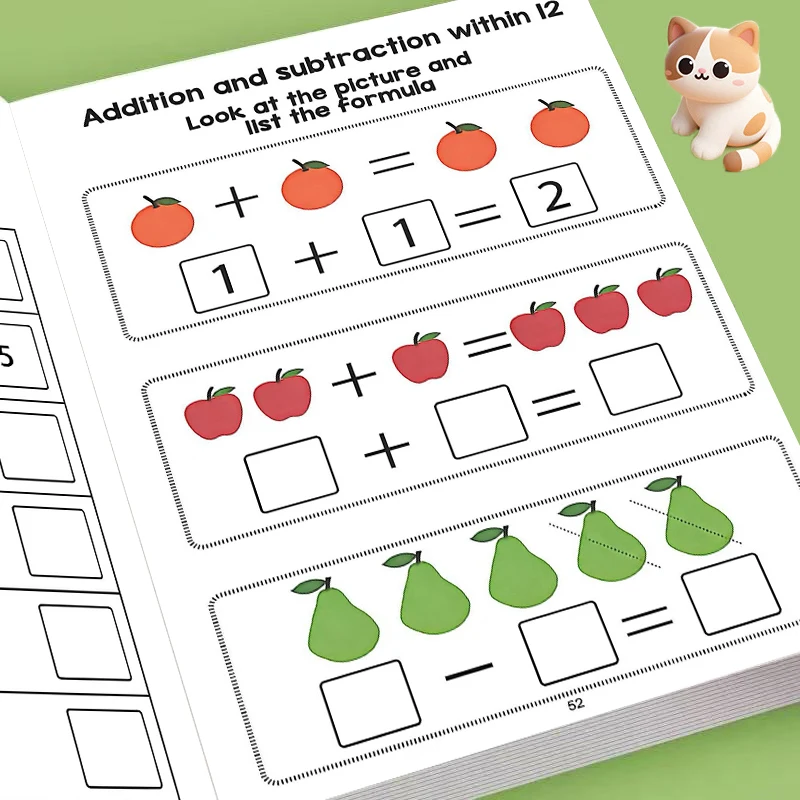 Early Math Digit Trace Activity Workbook, Visual Animal Vehicle Counting and Number Matching Exercises,classroom Activities