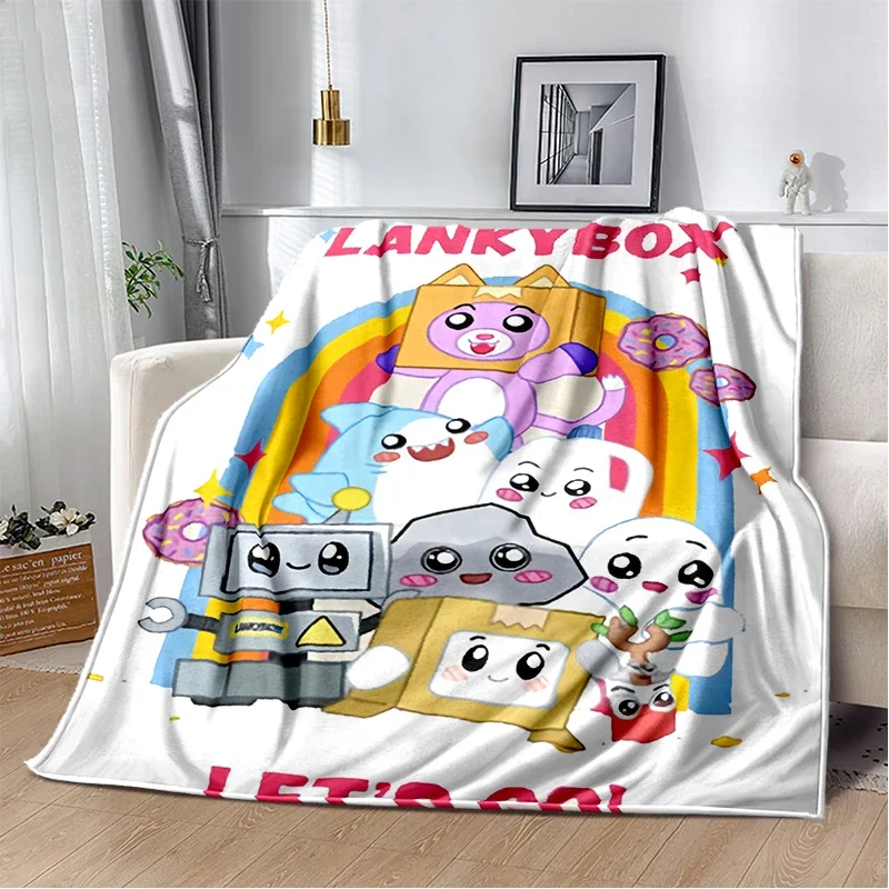 New Style Lankybox Boxy Foxy Rocky Cartoon Blanket,Soft Throw Blanket for Home Bedroom Bed Sofa Travel Picnic Cover Kid