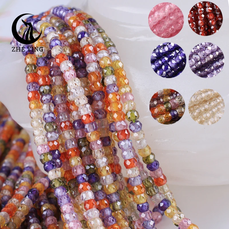 Faceted AAA Zircon Stone Beads Top Quality Gemstone Rondelle Mix Color Cubic Zirconia Stone Beads for Jewelry Making