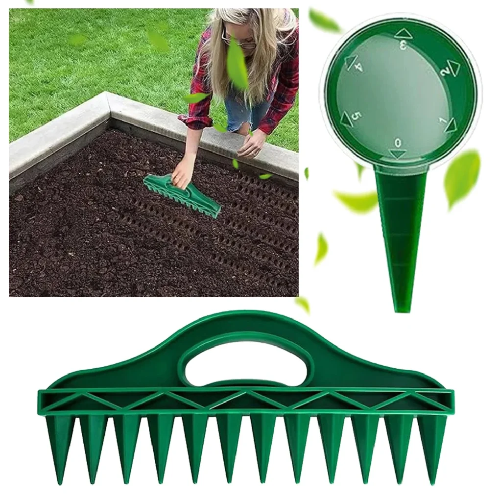 26cm Hand Dibbler 12-Hole Fast Seeding Garden Tool Seed-in Soil Digger and Soil Spacer Planting Aids for Efficient Gardening