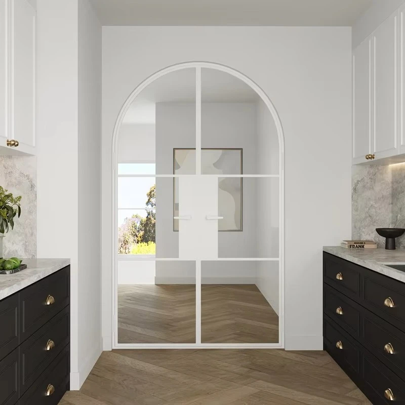 Contemporary Sliding Interior Glass Door With Black Metal Frame Minimalist Partition Door For Office Kitchen Or Living Room