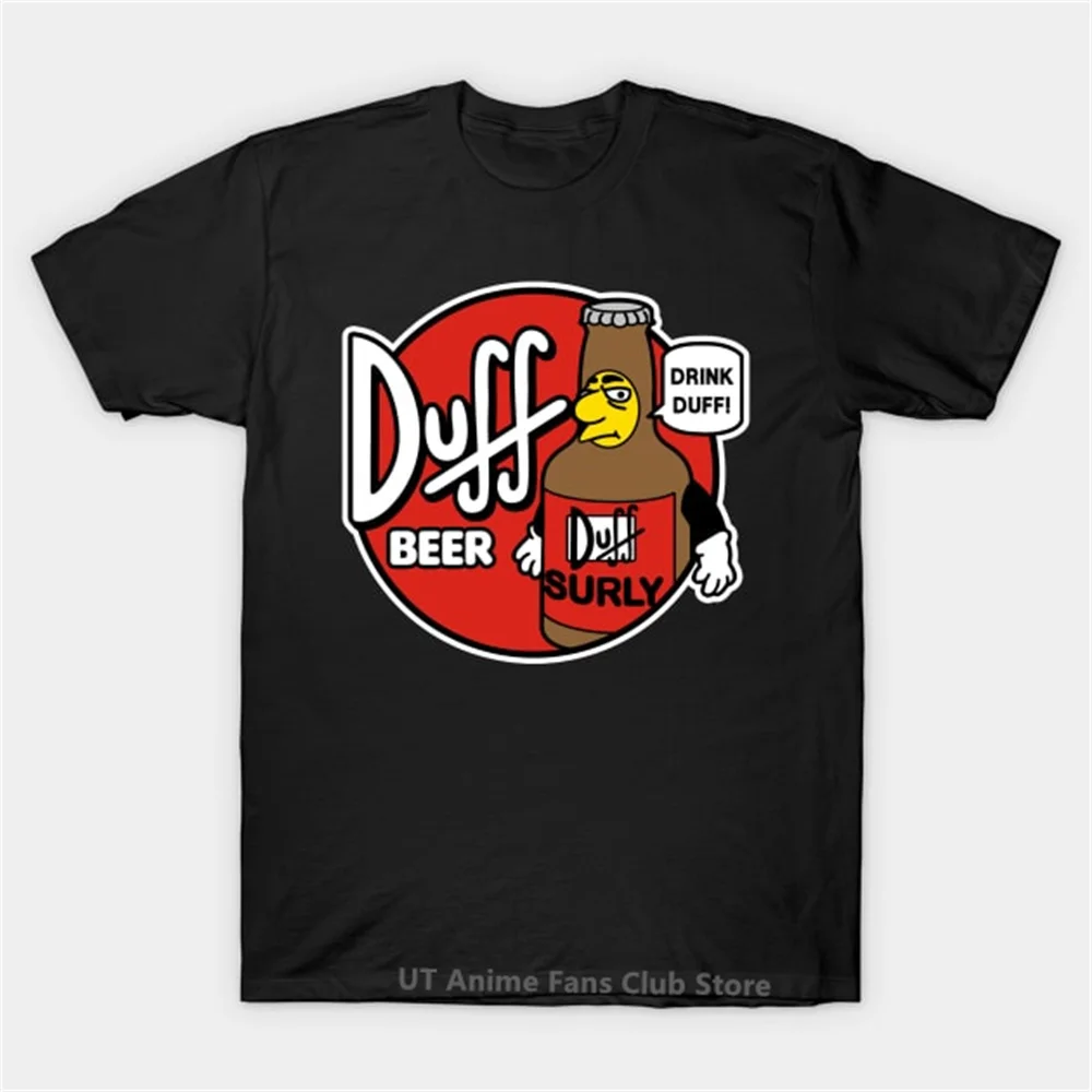 The Simpsons Duff Classic Beer Graphic T Shirt for Men Cotton Short Sleeve T Shirts Summer  Men's Women's Street Oversized Tops