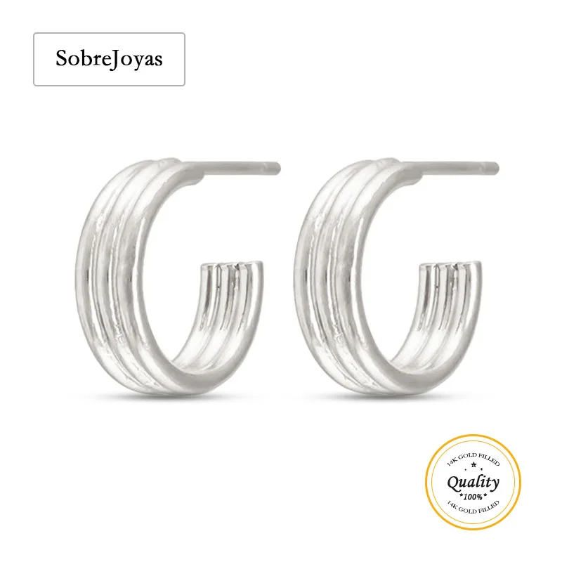 

Layered Sterling Silver Endless Hoop Post Earrings Silver Hoops, 12mm Earring Wires Earring Hook Component Thick Hoop Post