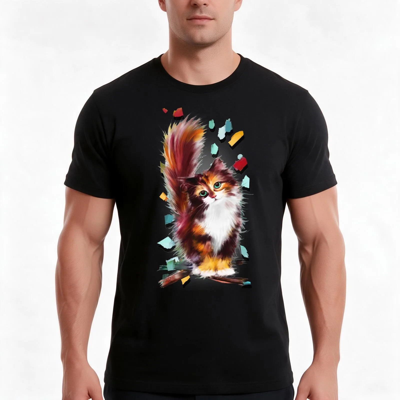 Cute Kitten T-Shirt, Summer Casual Cotton Tee, Oversized Streetwear Tops, Vintage Graphic Print, Loose Fit Short Sleeve