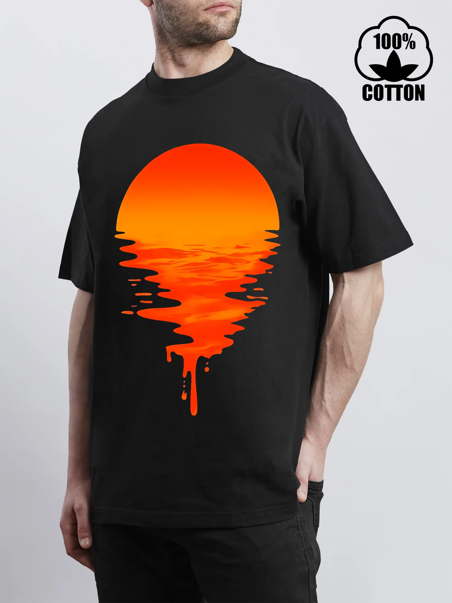 

Мужская футболка Sunrise or Sunset с короткими рукавами и круглым вырезом из чистого хлопка для мужчин