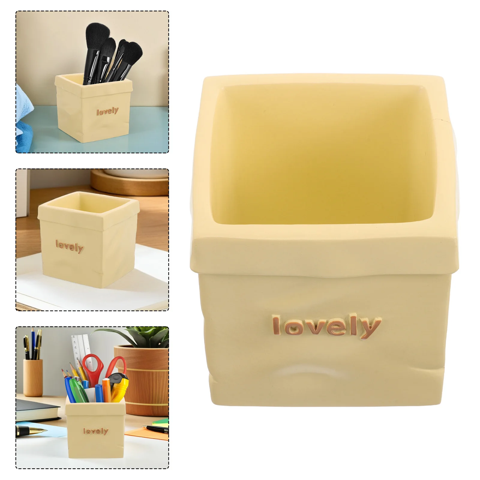 

Minimalist Resin Pen Holder Office Desk Organizer Rectangle Shape Stationery Storage Box Pencil Container Pen Holder