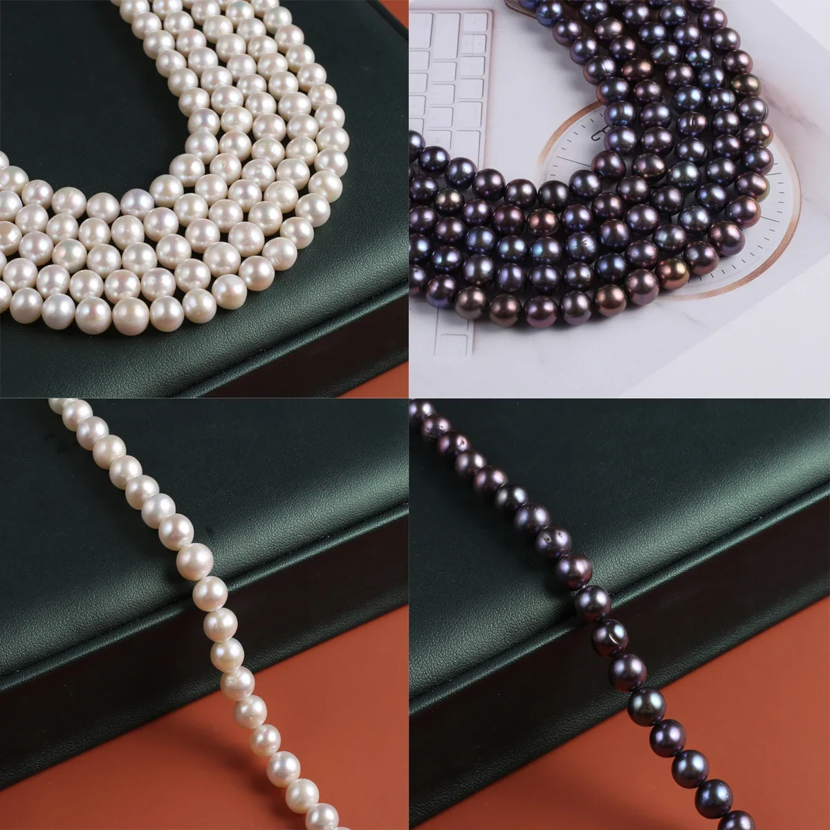 

White Black Natural Pearl Round Loose Beads For Jewelry Making Choker Making Diy Bracelet Jewellery Gift 8-9mm/36CM