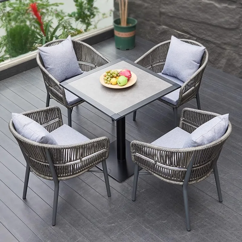 

#Outdoor Courtyard Tables And Chairs Leisure Terrace Table Chair Combination Balcony Rattan Chair