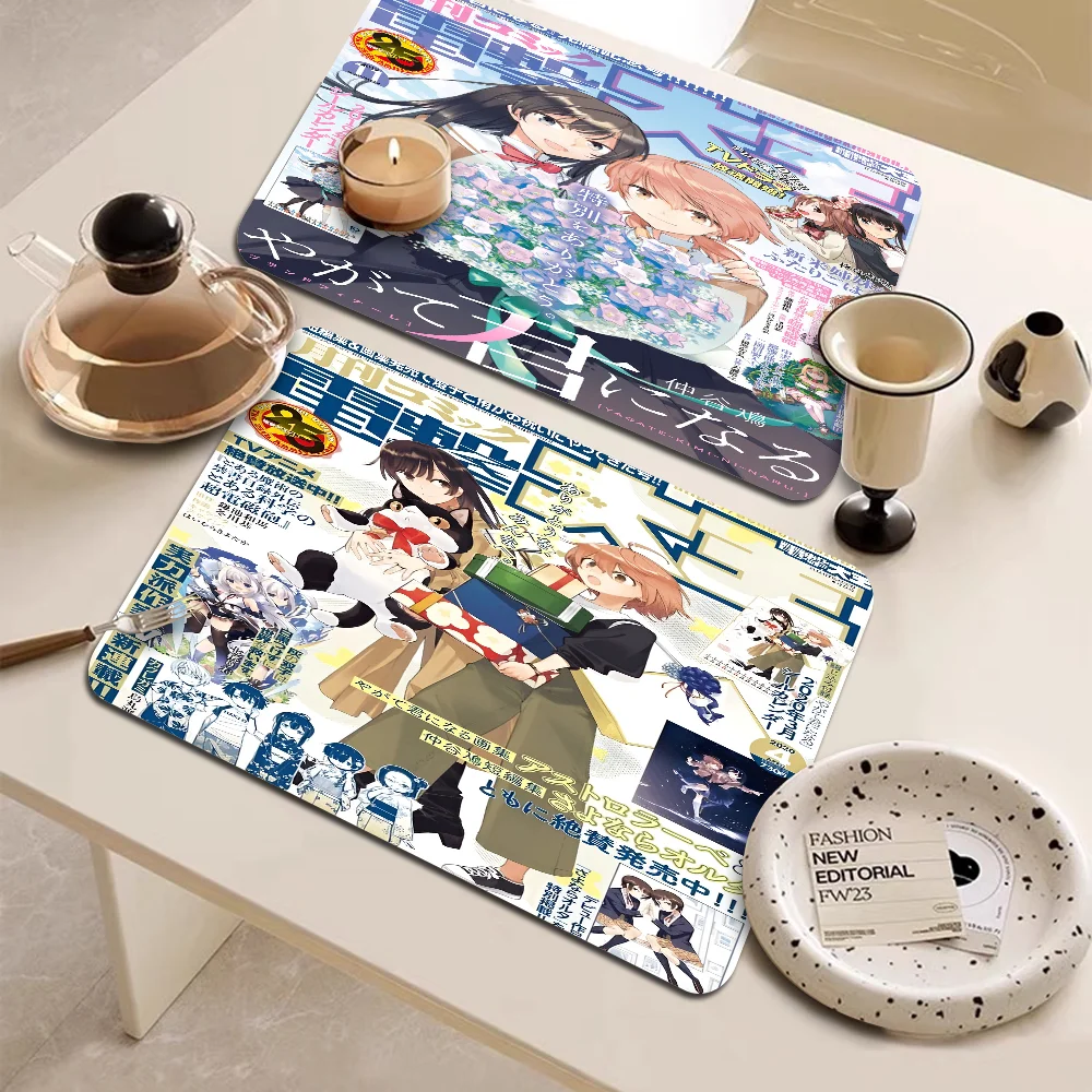 Bloom Into You Yuu Nanami Absorbent Drain Mat Countertop Dry Mats Printed Coffee Machine Draining Pad Table Tableware Placemats