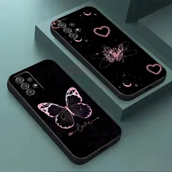 Butterfly Love Black Phone Case For Samsung Galaxy A15 A25 A24 A23 A22 A21S A20s A13 A10 A05S A04 A03 A02 A14 Soft Black Cover