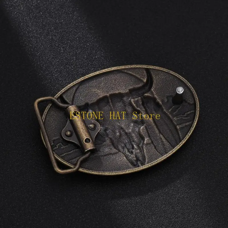 49MF Men Waist Belt Buckle Engraved Head Belt Metal Buckle Waistbelt Accessory