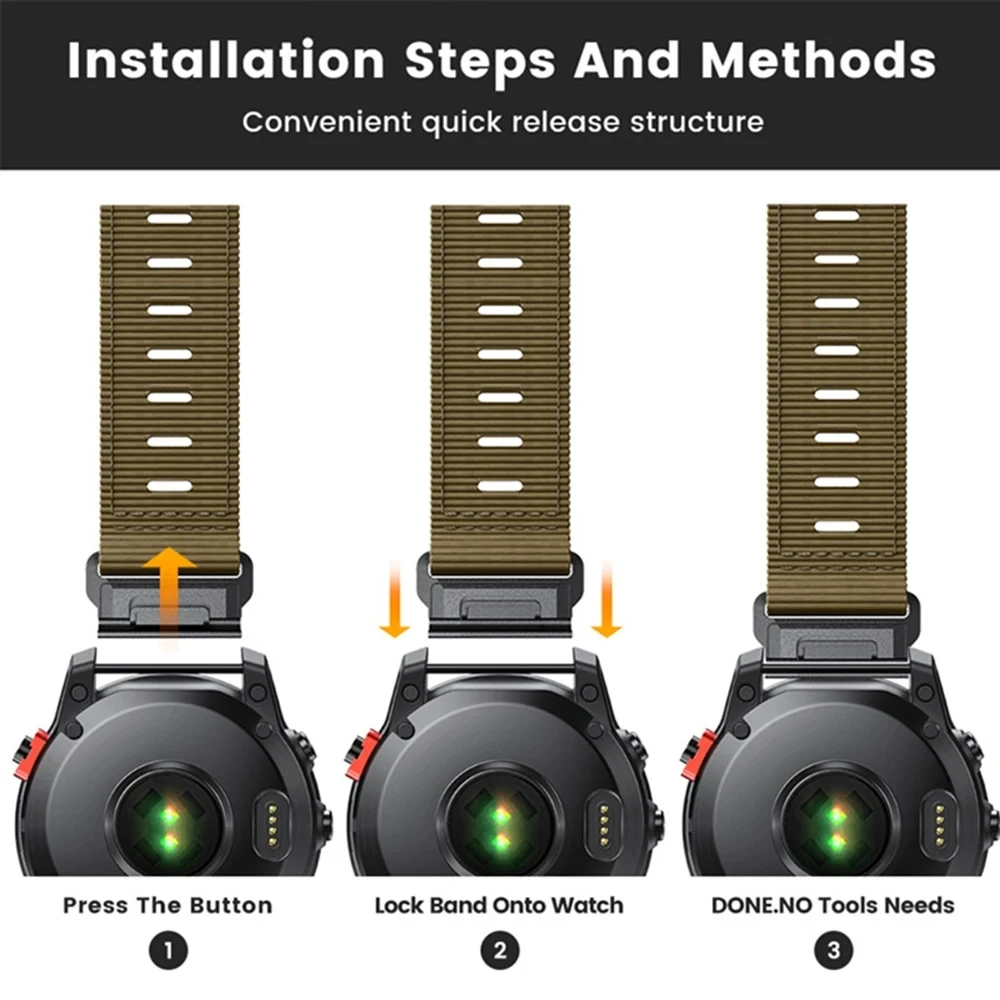 26 22mm Nylon Watch Band Straps For Garmin Fenix 6X 6 7X 7 EPIX Easyfit Wristband Fenix 5X 5 3 3HR Tactix 7 Smartwatch Bracelet