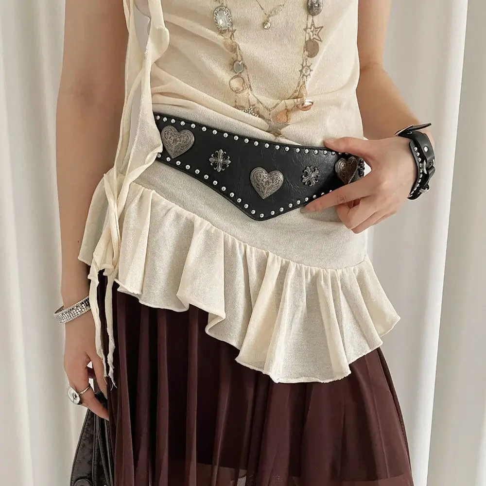 أزياء قابل للتعديل برشام معدني حزام القلب المعادن واسعة مطاطا Cummerbunds فاسق العرقية نمط الخصر مشد وتتسابق