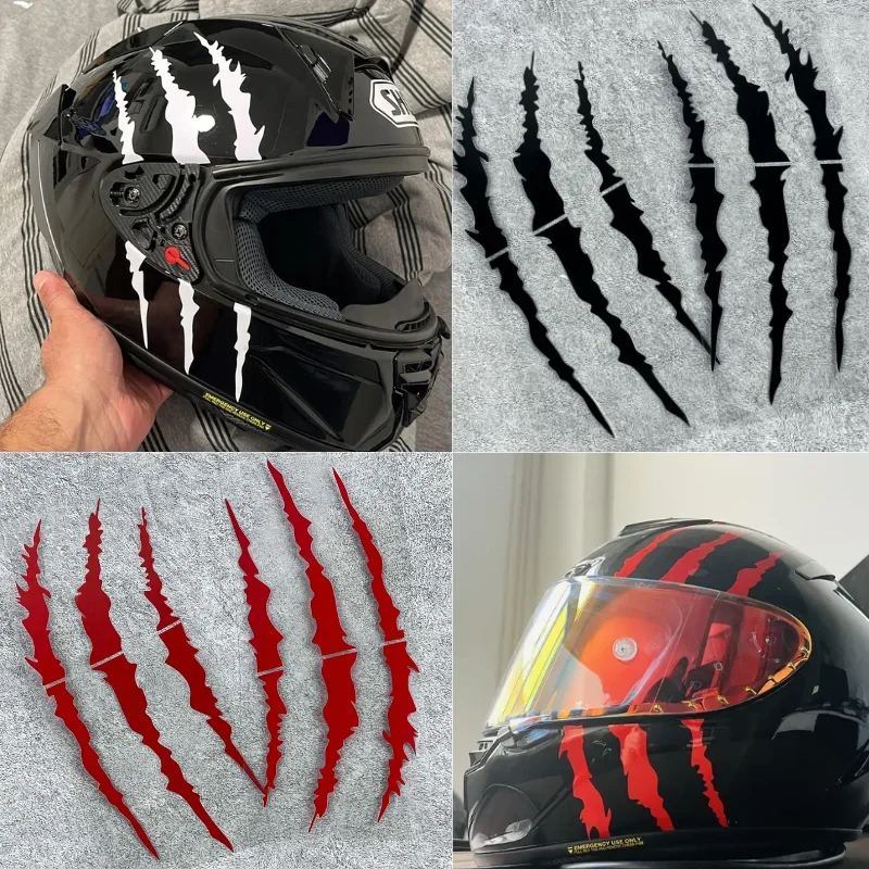 2 pezzi Monster Claw Scratch adesivi per casco moto fai da te decalcomanie in vinile per corpo moto per BMW KTM Kawasaki YAMAHA SUZUKI HONDA