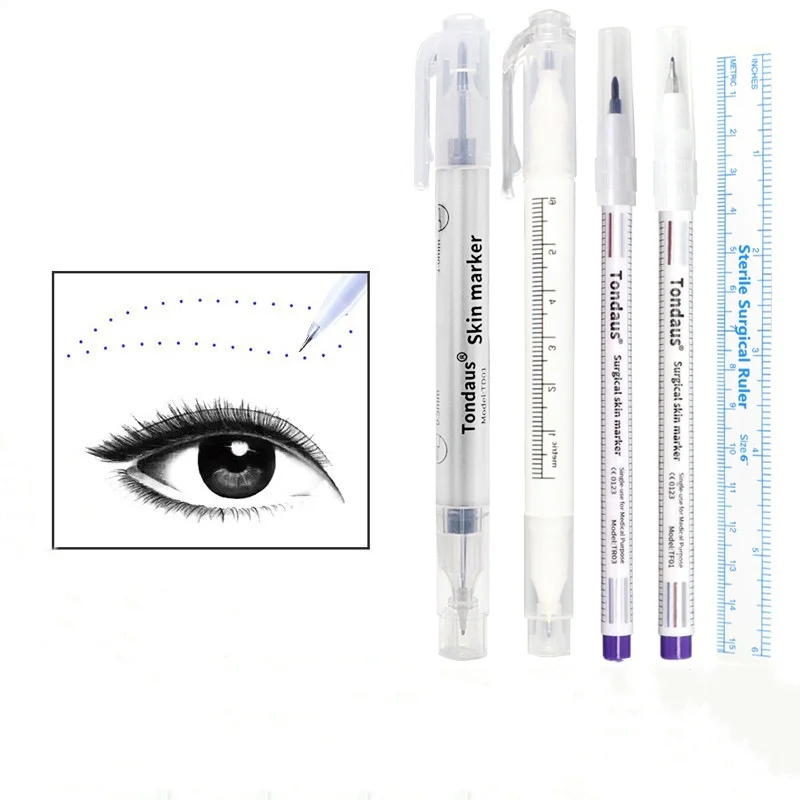 

Surgical Skin Marker Pen Double Headed Embroidery Tattoo Pen Eyebrow Measuring Ruler Microblading Permanent Makeup Accesories