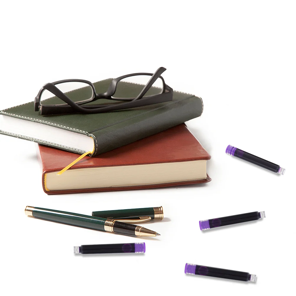 100 pezzi di ricariche di inchiostro per penna stilografica cancellabili viola compatte e pratiche forniture per ufficio scolastico inchiostro per penna stilografica