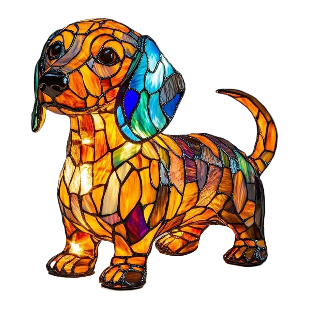 Veilleuse de table en forme d'animal en résine, avec lueur ambiante chaude, lampe de table Led créative sur le thème du chien de compagnie, pour la décoration de la maison