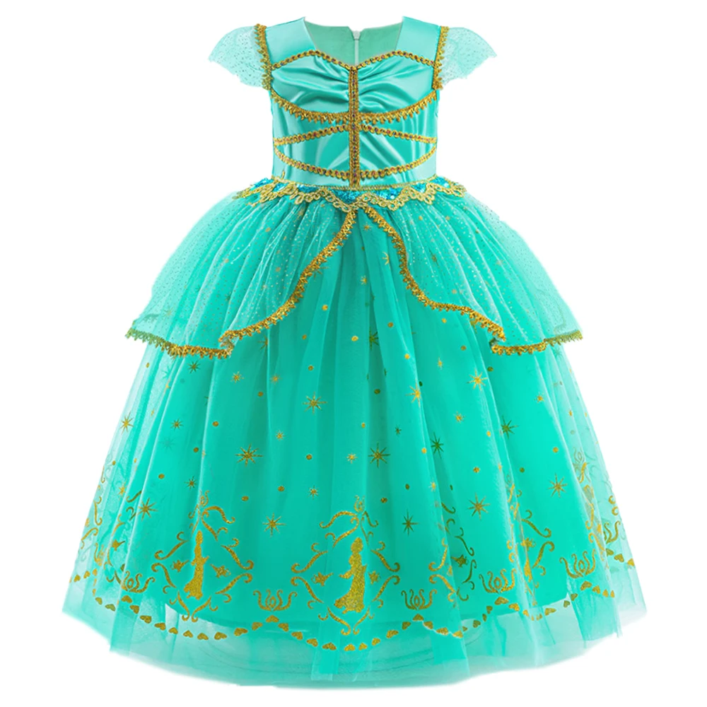 

Fancy Jasmine Princess Dress for Baby Girl Cosplay Costume Carnival Aladdin Magic Lamp Birthday Party Dresses Lace Kids Clothing