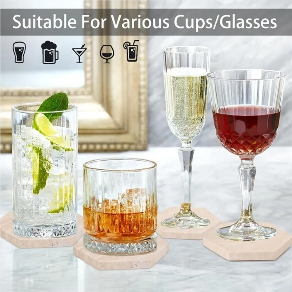 Natural Marble Coasters Placemat Travertine Combinable Jewellery Display Plate Non-Slip Vintage Whiskey Coffee Coasters