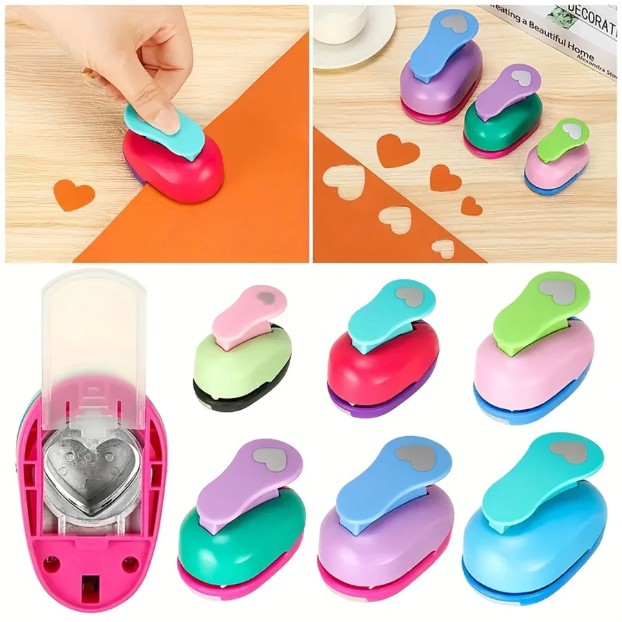 Random Color 9/16/25/38/50mm Heart Shape Punch DIY Craft Hole Punch for Scrapbooking Hole Punch