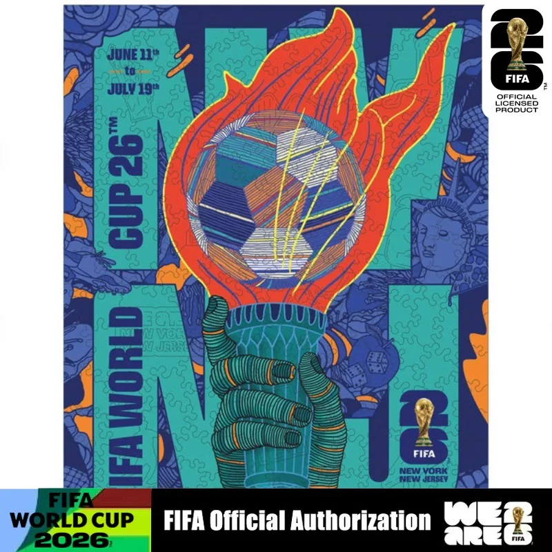 FIFA World Cup 200 Pieces Wooden Jigsaw Puzzle NYC NJ City Soccer Match Theme Souvenir Home Decor Collectible Present for Fans
