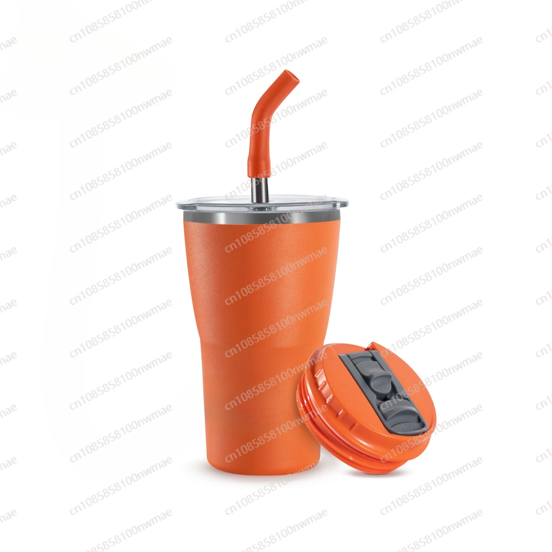 

Cross-border hot-selling double-lid 14oz straight-body thermos large-capacity Bingba straw cup coffee cup