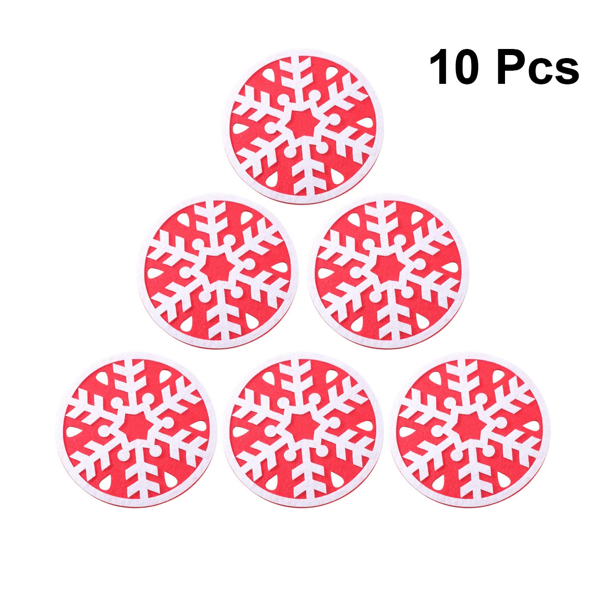 

10Pcs Felt Fabric Snowflake Coasters Christmas Drink Mats Heat Resistant Non-Skid Cup Placemat for Home Office Bar