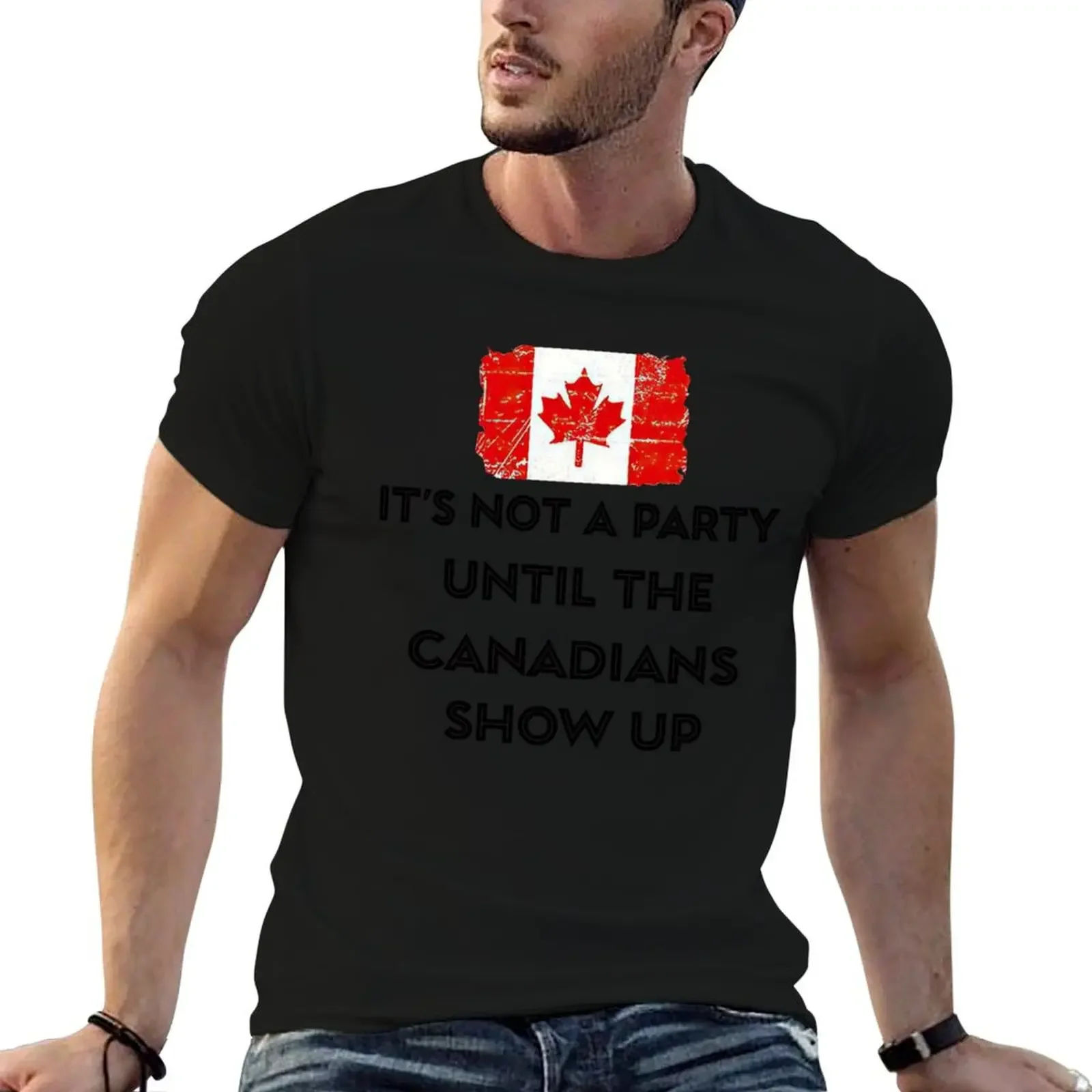No es una fiesta hasta que los canadienses muestran camiseta moda coreana camisas de moda de gran tamaño hombres camisetas de al