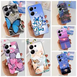 For Xiaomi Redmi Note 13 Pro 4G Case Beautiful butterfly flower TPU Soft Silicone Cover For Xiaomi Poco M6 Pro Bumper Phone Case
