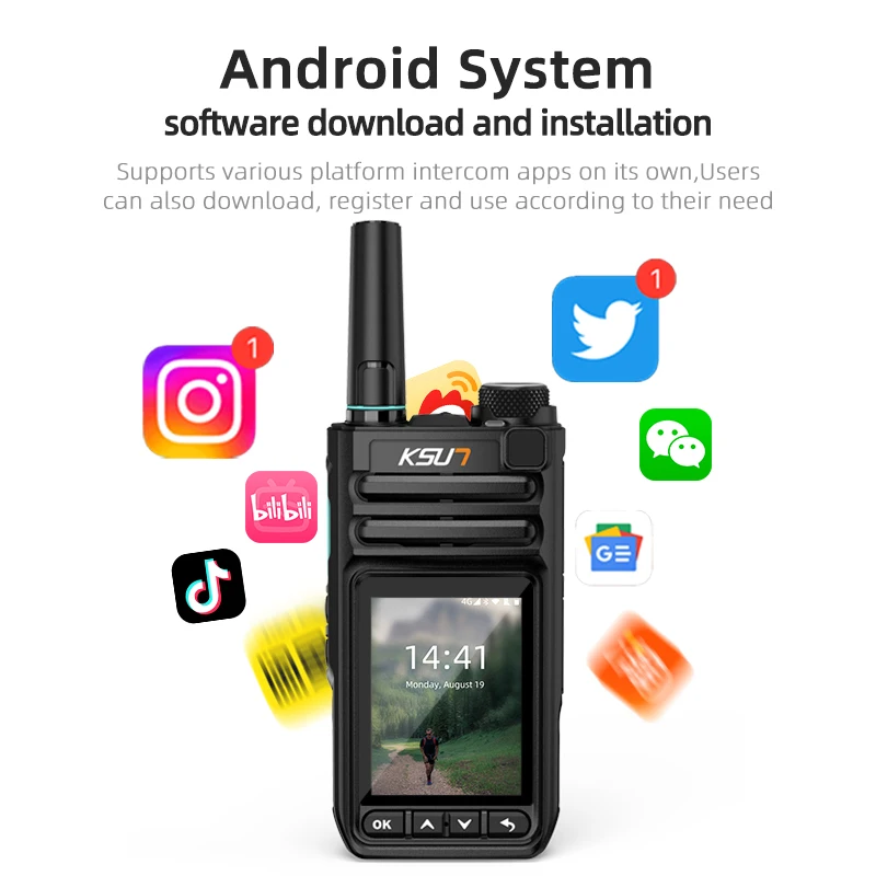 

KSUN ZL63 Poc Radio WiFi Blue Tooth Talki Walki 4G Android Mobile Phone GPS Walkie Talkie Compatible with Zello APP