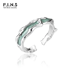 F.I.N.S Korean Enamel 100% S925 Sterling Silver Irregular Shaped Index Mid Finger Rings for Women Men Stackable Punk Party Jewel