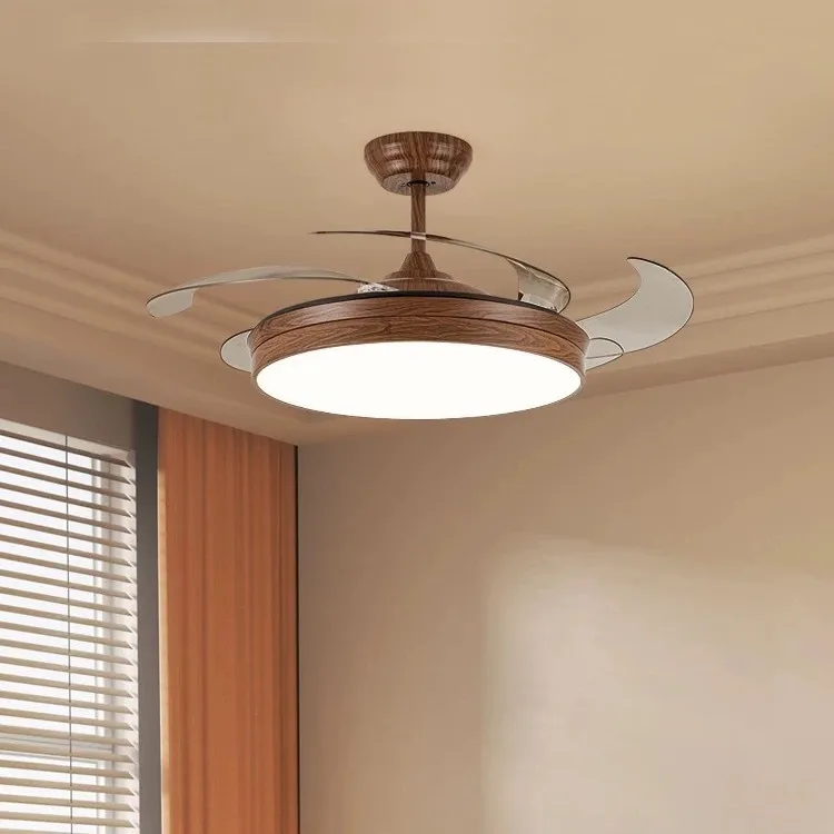 Wabi silent wind invisible fan light walnut pattern retro restaurant chandelier