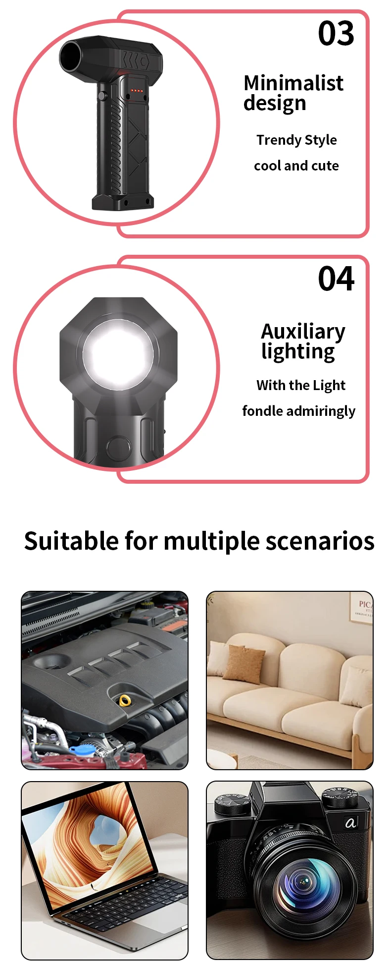 150000RPM Mini Turbo Jet Fan Brushless Motor Handheld Duct Fan 52M/S Portable Turbo Fan  with Power Display Car Keyboard Cleaner