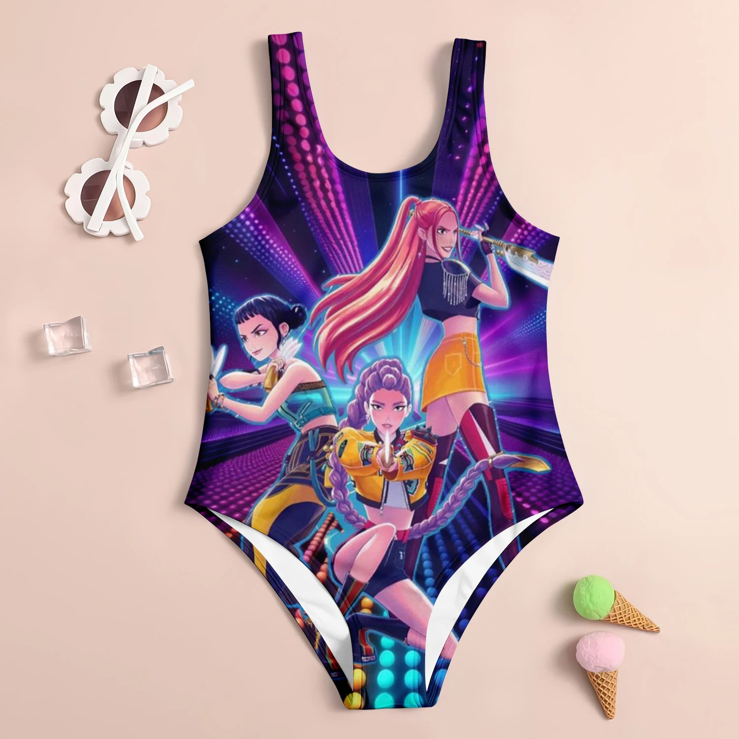 جديد 2026 Y2k Huntrix Kpop شيطان هنتر الكبار الاطفال هالوين ملابس السباحة الفتيات النساء قطعة واحدة ثلاثية الأبعاد طباعة الشاطئ موضة الملابس