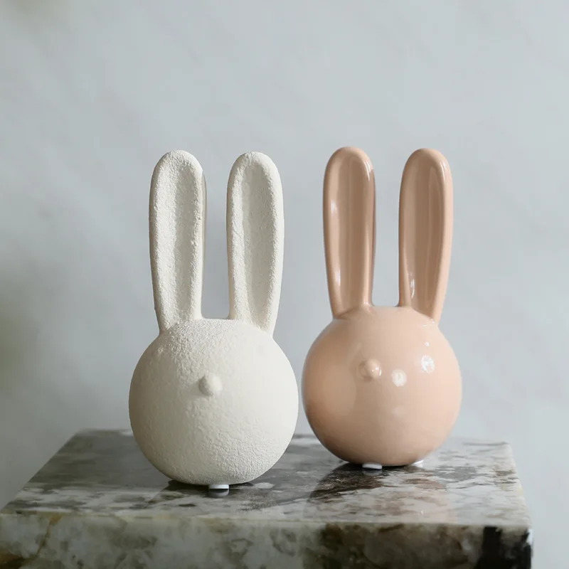 Nordic Easter Ceramic Rabbit Ornaments Craft Cabinet Office Desk Children's Room Ornaments Bookcase Decoration Handicraft Gift