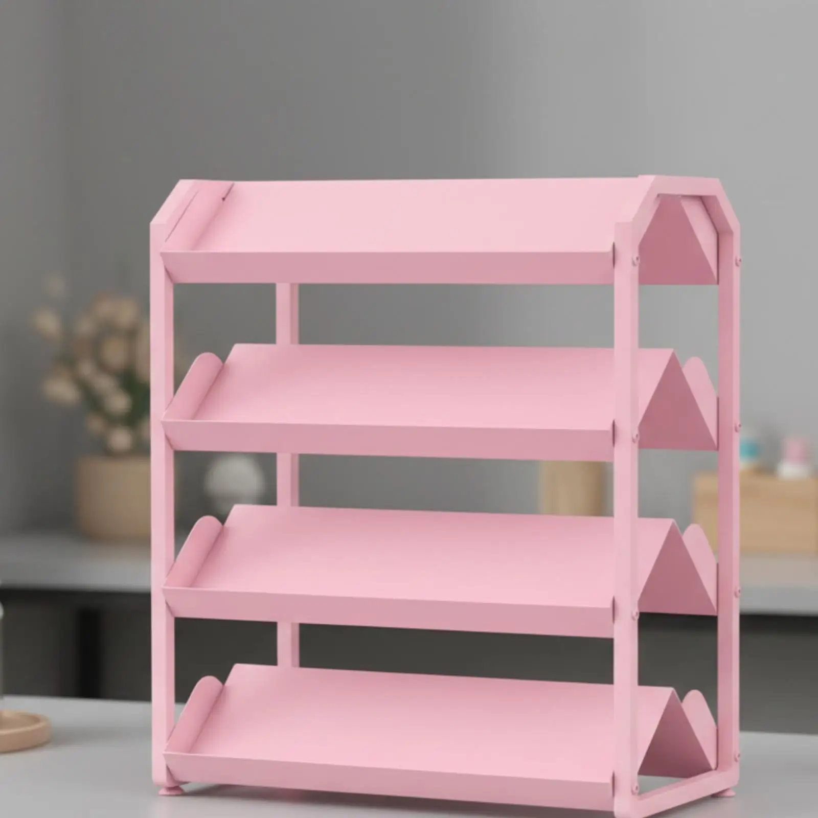 Iron Shelf Rack Storage Display Stand for Desktop Craft Organizer Carbon Steel 4 Tier Rack for Bead Artwork Small Materials