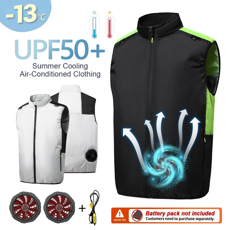 

Мужской летний охлаждающий жилет с вентиляторами, водонепроницаемый и солнцезащитный жилет для рыбалки, рабочая одежда, легкий вес