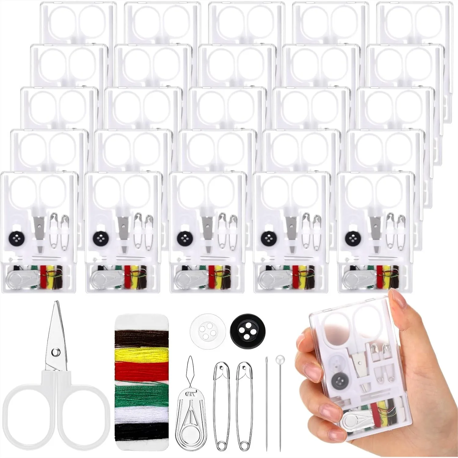

Mini Travel Sewing Kit, 25 Boxes Portable Pre-Threaded Needle Emergency Repair Tool for Adults DIY Handcraft Wedding Gifts