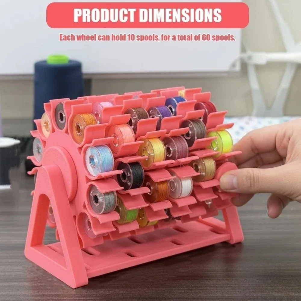 60 Slots Rotating Bobbin Thread Organizer DIY Sewing 3D Printed Sewing Thread Spool Holder Handmade Non-slip Base