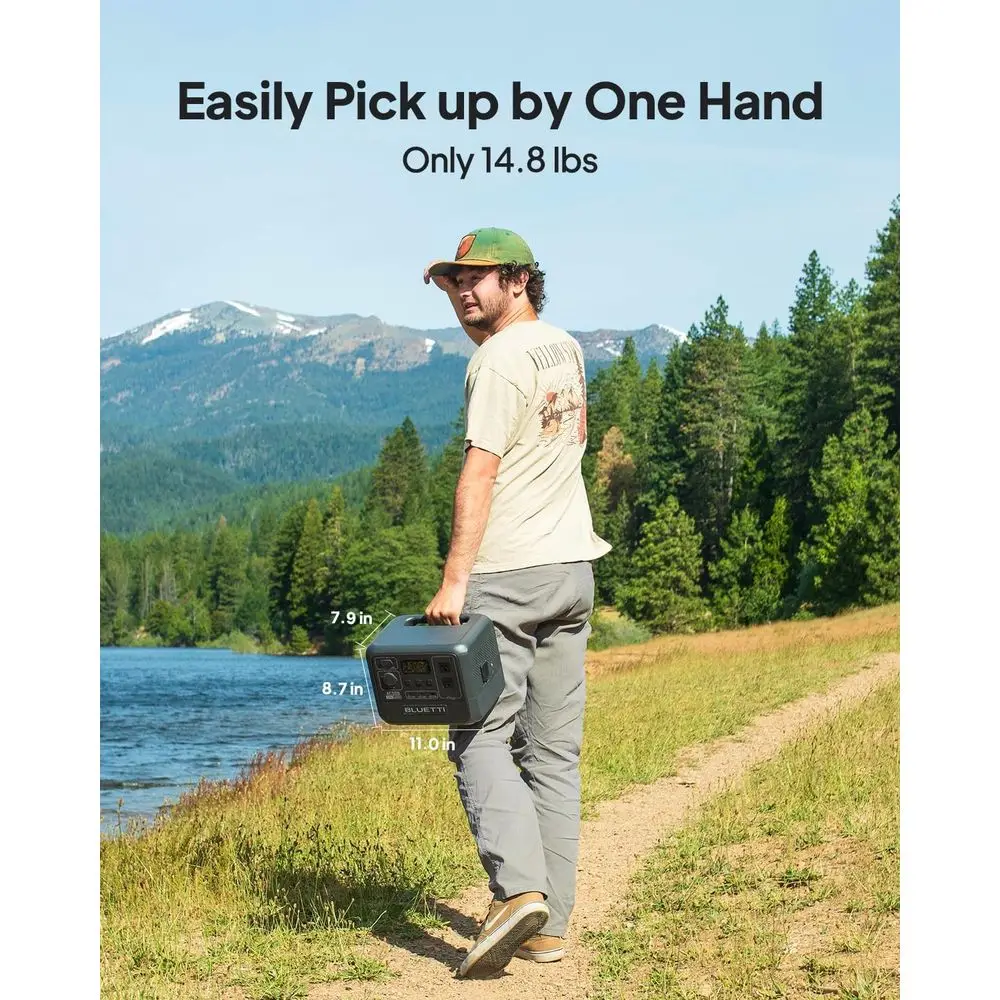 محطة طاقة محمولة AC50B، مولد طاقة شمسية 448 وات في الساعة LiFePO4 بطارية احتياطية مع 2 منافذ تيار متردد 700 وات (رفع طاقة 1000 وات)، 0-80% بوصة