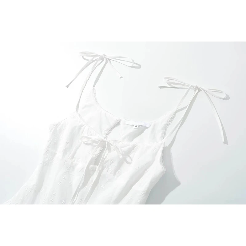 YENKYE Floral Embroidery White Sling Mini Dress Sexy Women Low Waist Backless  Night Out Party Short Dresses Summer Robe