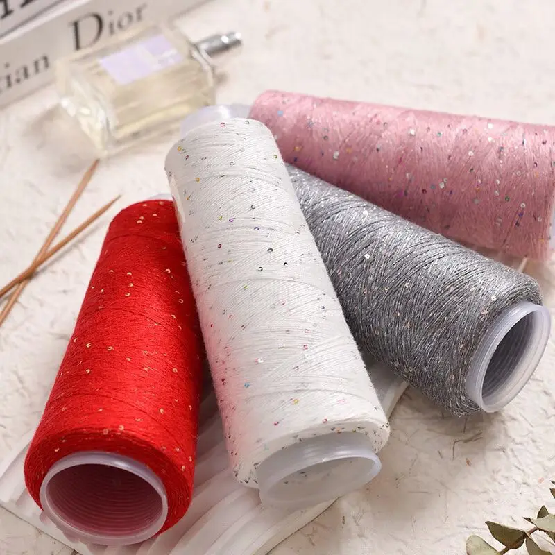

100G Yarn Colorful Beads Sequin Wiring Silk Wool Knitted Sweater DIY Hand-woven Thick Thread Material DIY Knitting