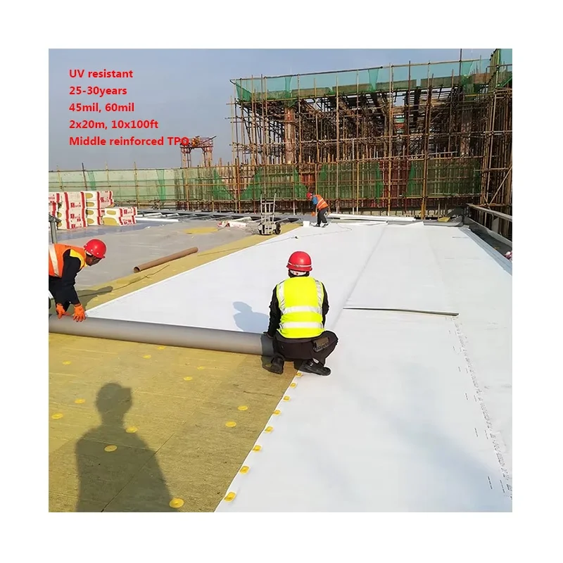 UV Resistant Rubber Roofing Waterproof Membranes 10x100ft 20x100ft TPO Membrane-10x10cm Sample Link