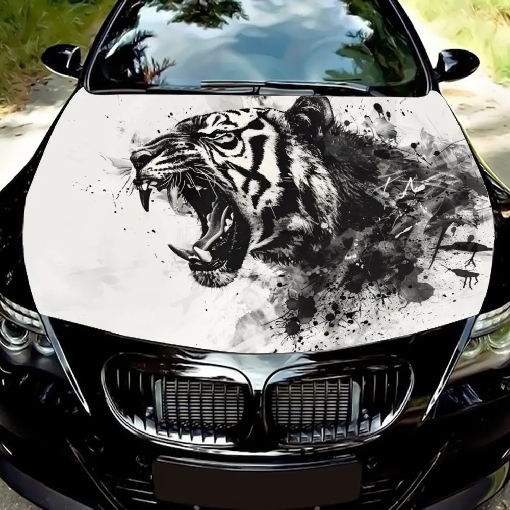 

Roaring White Tiger theme image splash style car vinyl sticker, car vinyl wraps suitable for all kinds of cars