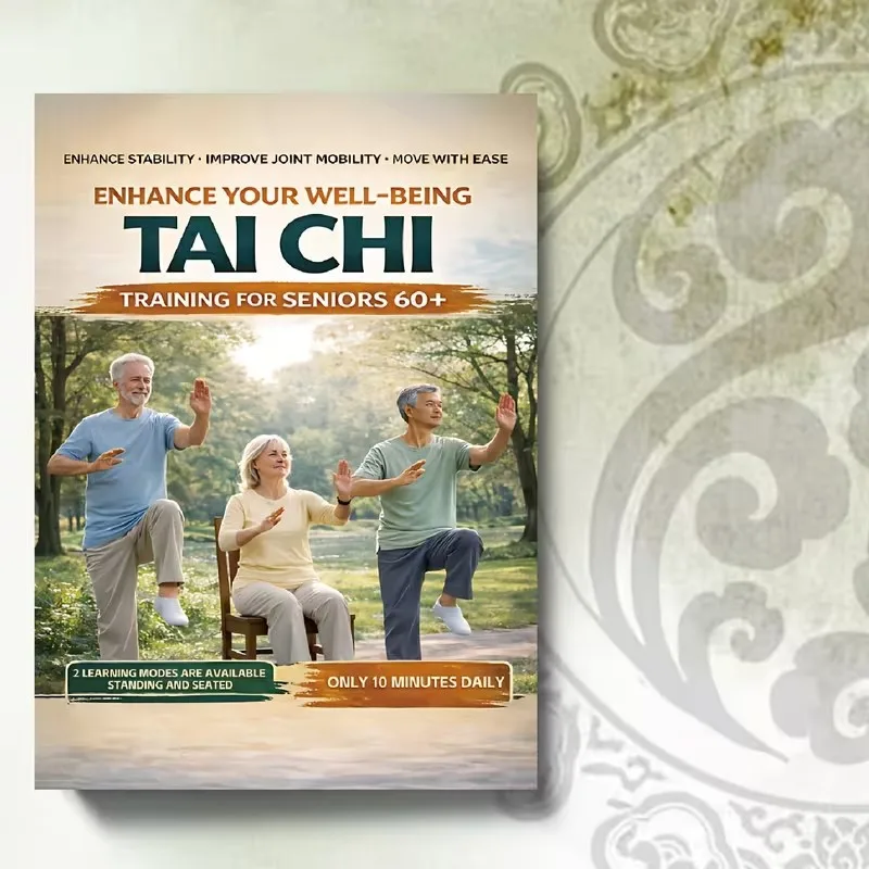 Tai Chi for Seniors 60+ 28-Day 10 Mins Daily Program Spiral Bound Beginner Friendly Guide Book for Balance Fitness Exercise