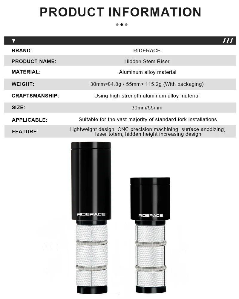 Fahrradlenker-Vorbauhöhenverlängerung, Gabel-Vorbauverlängerung, 1-1/8 Zoll (28,6 mm) Aluminium-Gabel-Vorbau-Verlängerung, versteckter Riser für MTB und Rennräder – Detail 2