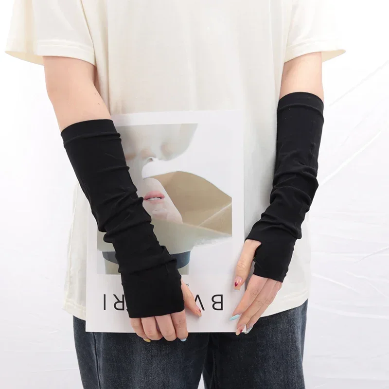 Summer Cool Arm Sleeve Finger Sleeve High Elasticity Outdoor Cycling Fingerless Fishing Sleeves Driving
