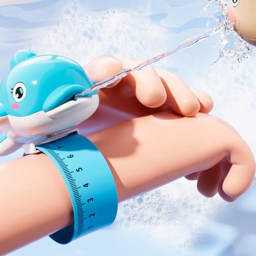 Water Guns Toys Mini Wrist Spray Turtle Dolphin Bath Toy with Adjustable Strap Spray Water Gun for Kids Outdoor Bath Play Gift