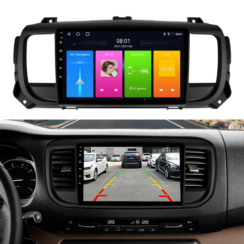 Android 9″ car radio with carplay GPS Navigation for Citroën Jumpy 3 Bus Kasten V 2018/06-2024/12